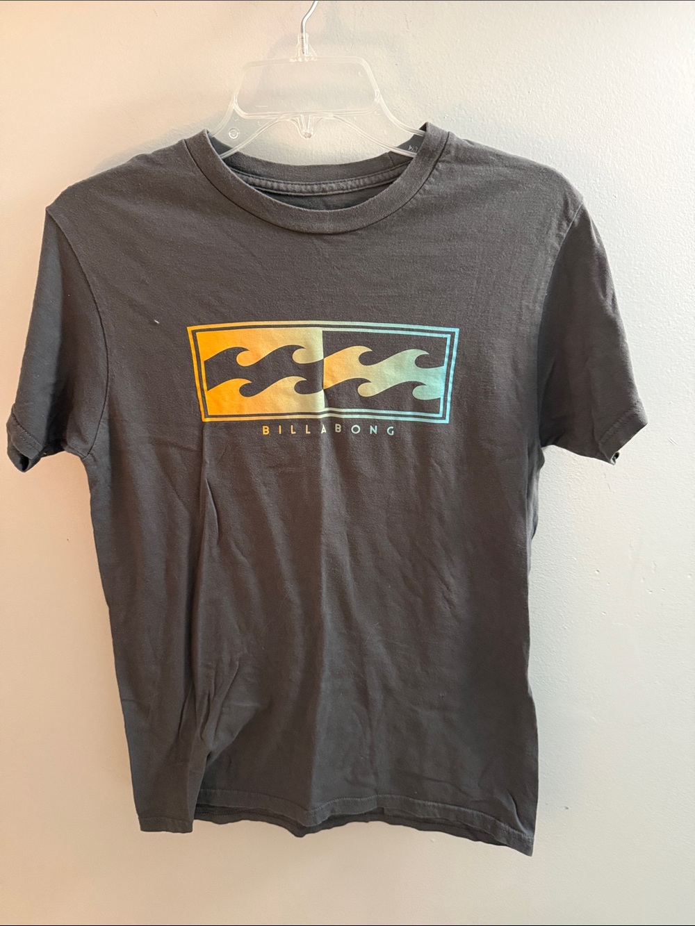 Billabong Black Tee with Yellow and Teal Wave Box